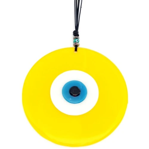 Sarı Renk Nazar Boncuklu 20 Santimetre El Yapımı Cam Duvar Süsü ürün görseli