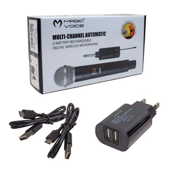 Magicvoice Mv-19599 UHF Kablosuz Enstrüman Uyumlu Jack Girişli İkili Mikrofon Set - Resim 3