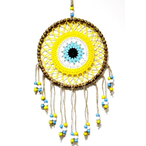 Sarı Motifli Renkli Boncuklu El Yapımı Duvar Süsü ürün görseli