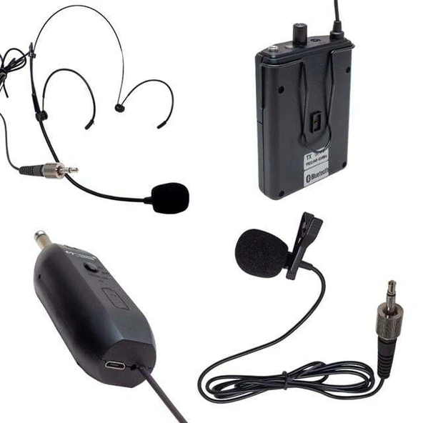 Magicvoice Mv-19601 UHF Kablosuz Enstrüman Uyumlu Bluetooth Jak Girişli İkili Mikrofon Set - Resim 2