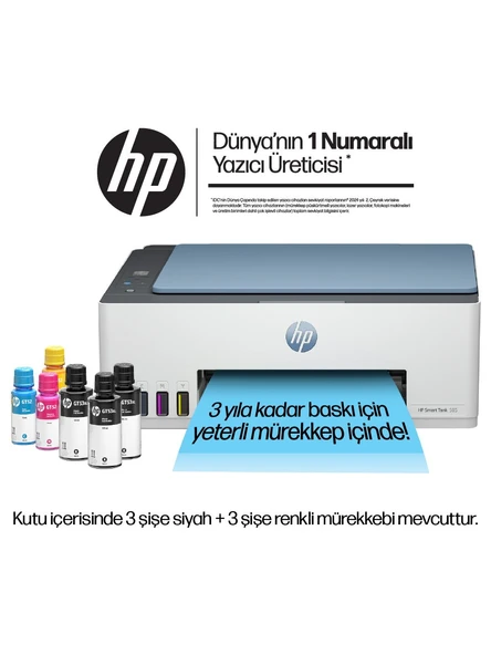 HP Smart Tank 585 1F3Y4A Wi-Fi + Tarayıcı + Fotokopi Renkli Çok Fonksiyonlu Mürekkep Püskürtmeli Yazıcı