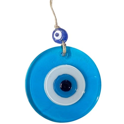 Şeffaf Mavi Nazar Boncuklu Duvar Süsü 10 Cm Cam Duvar Dekoru - Resim 2