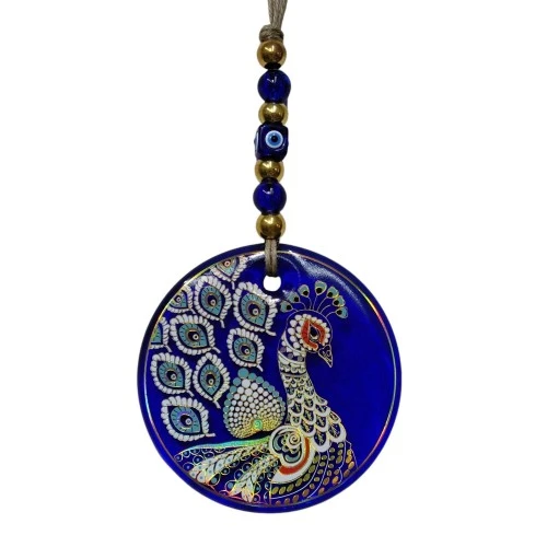 Tavus Kuşu Şekilli Yaldızlı Duvar Süsü Cam Hediyelik Dekor - Resim 4