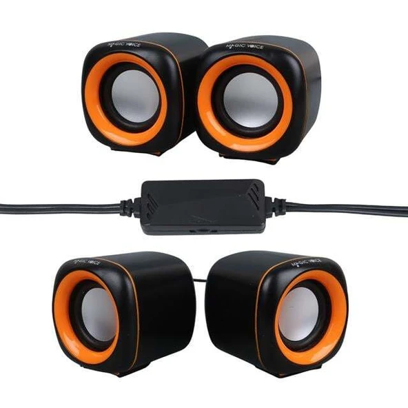 MagicVoice MV-24837 2x3 Watt Aux Multimedia Mini USB Speaker - Hoparlör - Resim 2