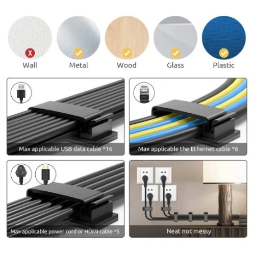 Yapışkanlı Kablo Düzenleyici Seti - 2