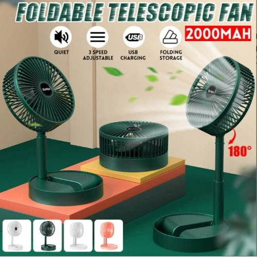 Katlanır Teleskopik Zemin Fanı Yaz Sessiz Öğrenci Masaüstü Fan USB Şarj Edilebilir Taşınabilir Ev Mini Hava Soğutucu - 1