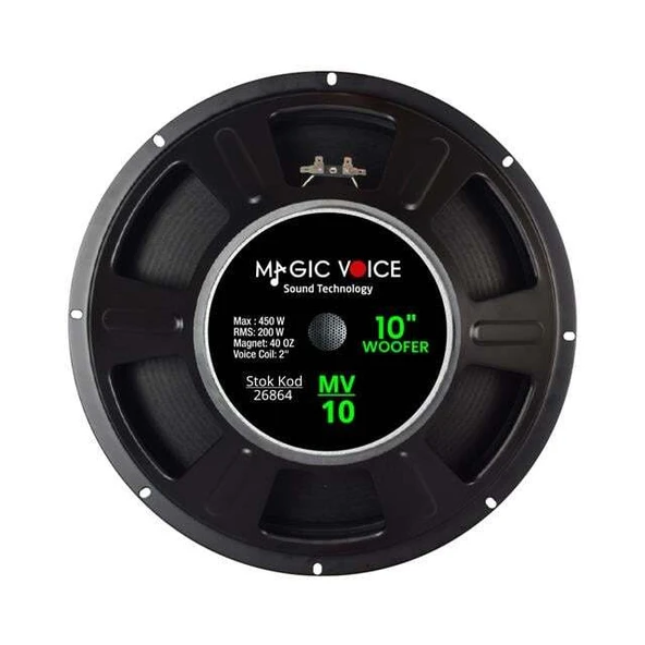 Magicvoice MV-10 Maks. 450 Watt / Rms 200 Watt 10” Siyah 25 Cm Woofer Yedek Hoparlör - Resim 2