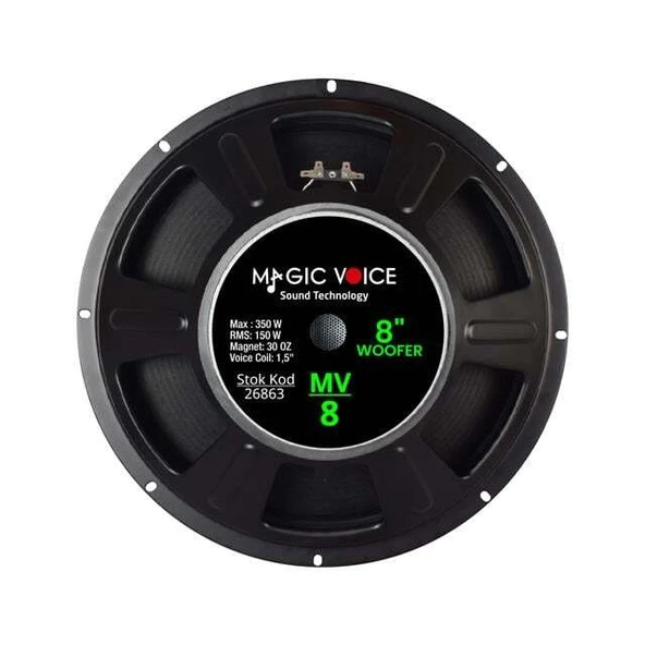 Magicvoice MV-8 Maks. 350 Watt / Rms 150 Watt 8” Siyah 20 Cm Woofer Yedek Hoparlör - Resim 2
