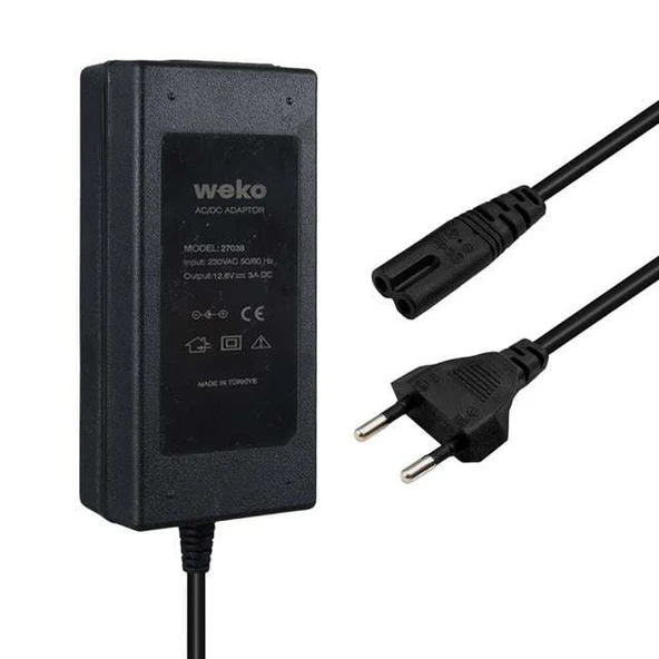 Weko 12.6 Volt - 3 Amper Krokodil Uçlu Ledli Yerli Üretim Masaüstü Şarj Adaptörü - Resim 4