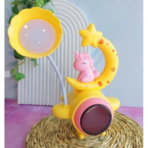 Çocuk Odası Ay ve Unicorn Desenli Gece Lambası - 1