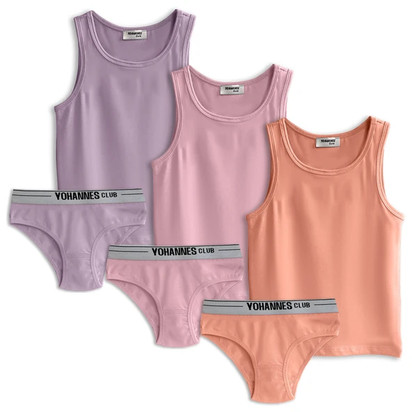 Yohannes Club, Kız Çocuk, Pamuklu Slip&Atlet, Alt-Üst, (3 Çift ve 4 çift Takım seçenekli) ürün görseli