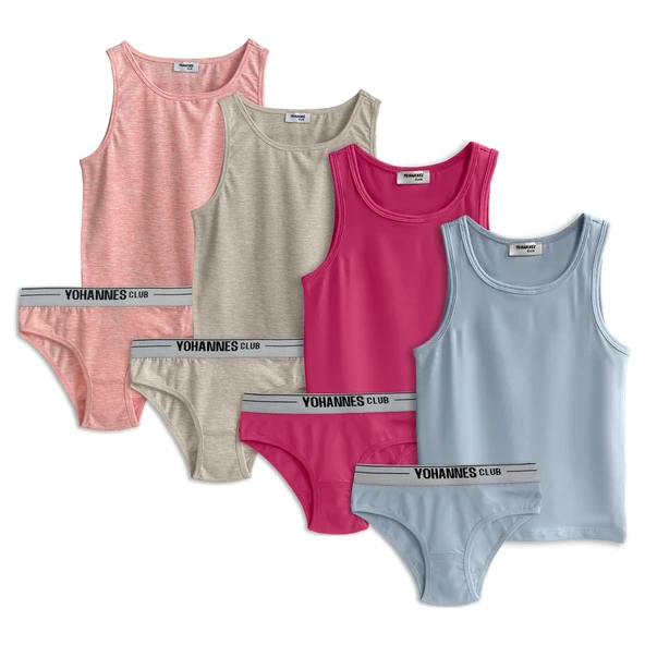 Yohannes Club, Kız Çocuk, Pamuklu Slip&Atlet, Alt-Üst, (3 Çift ve 4 çift Takım seçenekli) - Resim 4