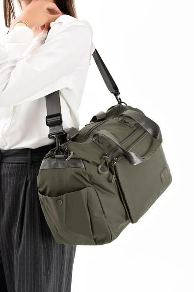 571 collections Ultra Hafif Şik ve Su Geçirmez Büyük Boy Omuz, El Seyahat Çantası Haki Yeşil Model: (571-13-9G) - Resim 3