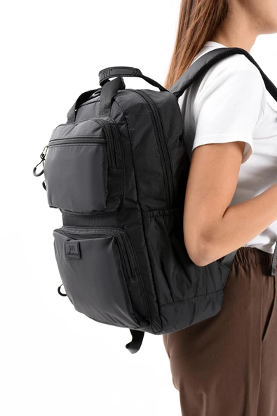 571 collections Ultra Hafif Şik ve Su Geçirmez Orta Boy Sırt Çantası Siyah Model: (571-13-9F) - Resim 2