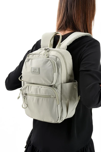 571 collections Ultra Hafif Şik ve Su Geçirmez Orta Boy Sırt Çantası Vizon Model: (571-13-9D) - Resim 2