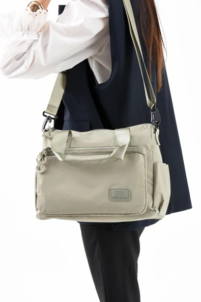 571 collections Ultra Hafif Şik ve Su Geçirmez Orta Boy Omuz,El Çantası Vizon Model: (571-13-9L) - Resim 2