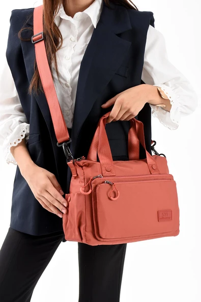571 collections Ultra Hafif Şik ve Su Geçirmez Orta Boy Omuz,El Çantası Kiremit Model: (571-13-9L) - Resim 2