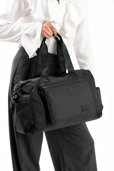 571 collections Ultra Hafif Şik ve Su Geçirmez Büyük Boy Omuz, El Seyahat Çantası Siyah Model: (571-13-9G) - Resim 2