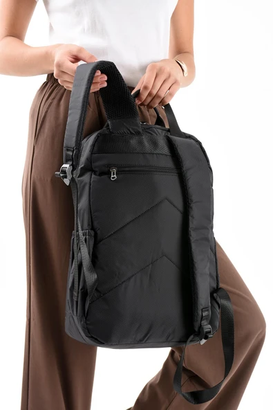 571 collections Ultra Hafif Şik ve Su Geçirmez Orta Boy Sırt Çantası Siyah Model: (571-13-9F) - Resim 3