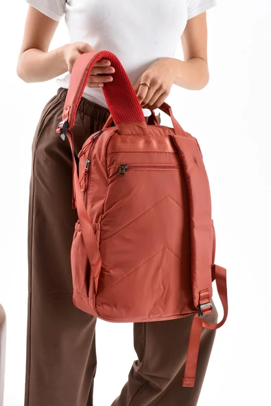 571 collections Ultra Hafif Şik ve Su Geçirmez Orta Boy Sırt Çantası Kiremit Model: (571-13-9F) - Resim 3