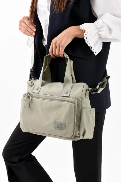 571 collections Ultra Hafif Şik ve Su Geçirmez Orta Boy Omuz,El Çantası Vizon Model: (571-13-9L) - Resim 3