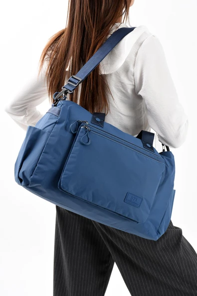 571 collections Ultra Hafif Şik ve Su Geçirmez Büyük Boy Omuz, El Seyahat Çantası Mavi Model: (571-13-9G) - Resim 3