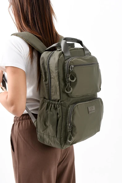 571 collections Ultra Hafif Şik ve Su Geçirmez Orta Boy Sırt Çantası Haki Yeşil Model: (571-13-9F) - Resim 2