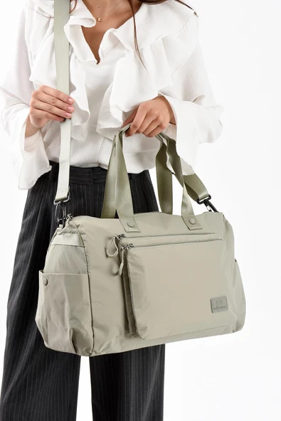 571 collections Ultra Hafif Şik ve Su Geçirmez Büyük Boy Omuz, El Seyahat Çantası Vizon Model: (571-13-9G) - Resim 2