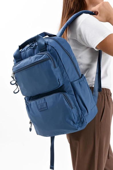 571 collections Ultra Hafif Şik ve Su Geçirmez Orta Boy Sırt Çantası Mavi Model: (571-13-9F) - Resim 2