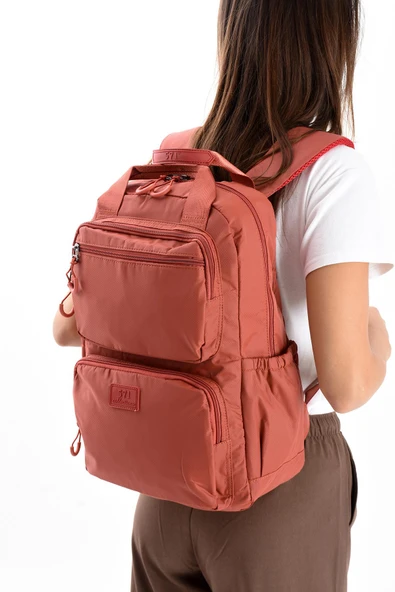 571 collections Ultra Hafif Şik ve Su Geçirmez Orta Boy Sırt Çantası Kiremit Model: (571-13-9F) - Resim 2