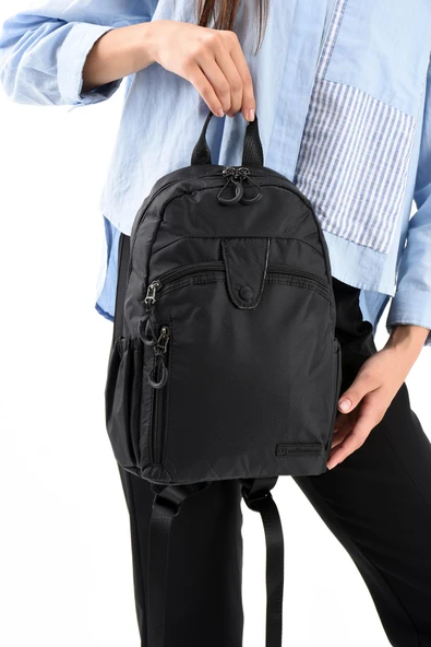 571 collections Ultra Hafif Şik ve Su Geçirmez Orta Boy Sırt Çantası Siyah Model: (571-13-9C) - Resim 3