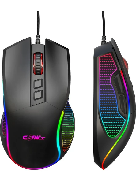 Claws Crossfire V1 Siyah RGB Makrolu Optik Kablolu Oyuncu Mouse - Outlet