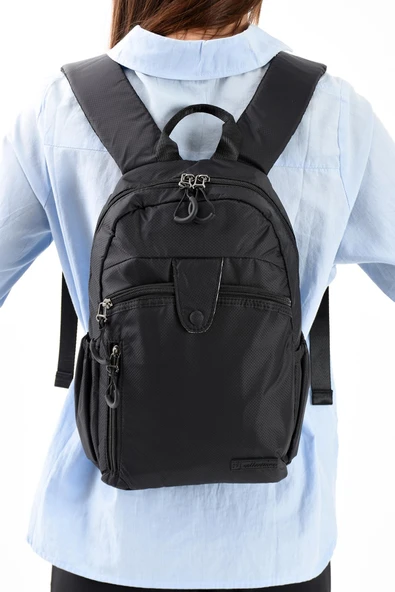 571 collections Ultra Hafif Şik ve Su Geçirmez Orta Boy Sırt Çantası Siyah Model: (571-13-9C) - Resim 2
