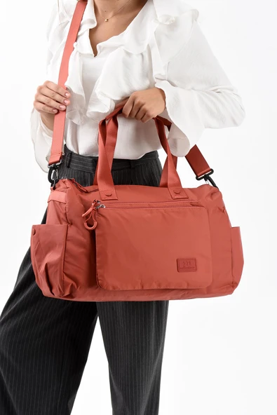 571 collections Ultra Hafif Şik ve Su Geçirmez Büyük Boy Omuz, El Seyahat Çantası kiremit Model: (571-13-9G) - Resim 2