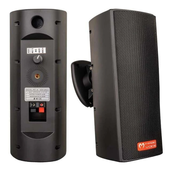 Magicvoice MV-26  2x7,5 Cm 50W 3 Yollu Siyah Sütun Hat Trafolu Hoparlör 2'li Takım
