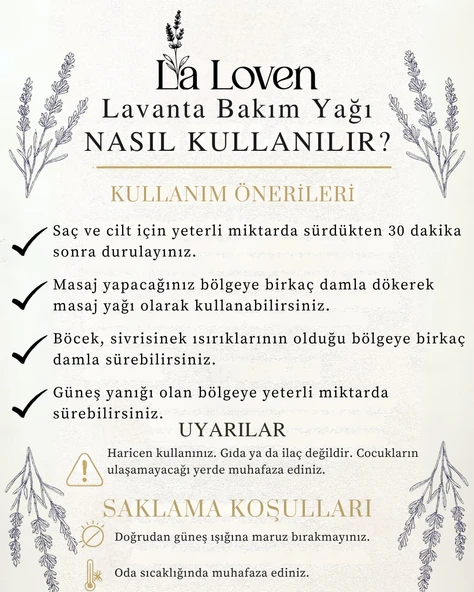 LaLoven Lavanta Bakım Yağı %100 Doğal ve Saf 50 ml - 6