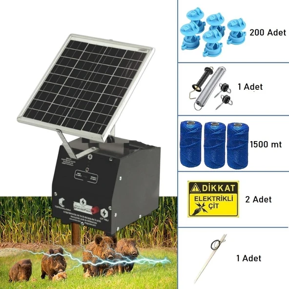 Pars P2518/1500D Güneş Enerjili Ve Akülü Elektrikli Hazır Çit Sistemi Demir İzolatörlü ürün görseli 1