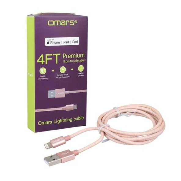 Omars OMLT040RGLPB 5 Volt 2.4 Amper USB To Lightning Şarj Kablosu - Resim 2