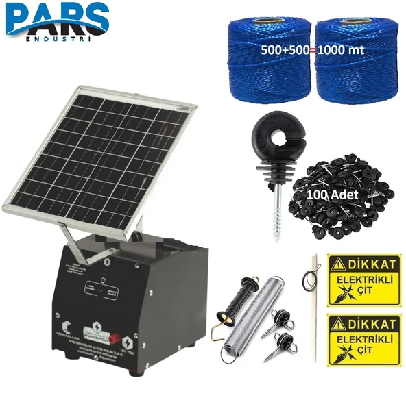 Pars P2518/1000A Güneş Enerjili Ve Akülü Elektrikli Hazır Çit Sistemi Ahşap İzolatörlü ürün görseli 1