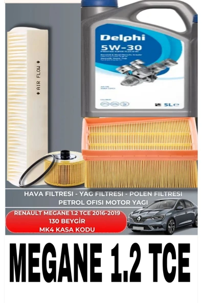 RENAULT MEGANE 1.2 TCE 2016-2019 +DELPHİ 5W-30 5LT 2025 4LU SET ürün görseli