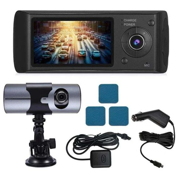 PowerMaster R300 GPS Destekli Çift Kameralı Araç İçi DashCam DVR Kamera Seti - Resim 3