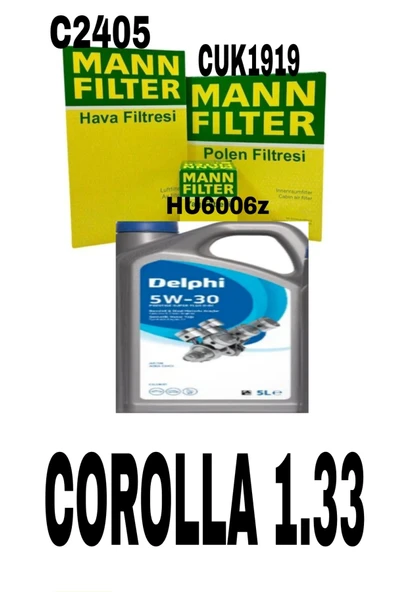 Toyota Corolla 1.33 1.6 Filtre Bakım Seti 09-18+delphi 5w30 4lt motor yağ 2025 üretim ürün görseli