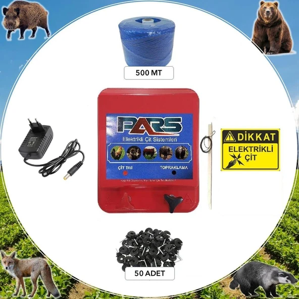 Pars Elektrikli Çit Yabani Hayvan Koruma Seti 500 mt ürün görseli 1