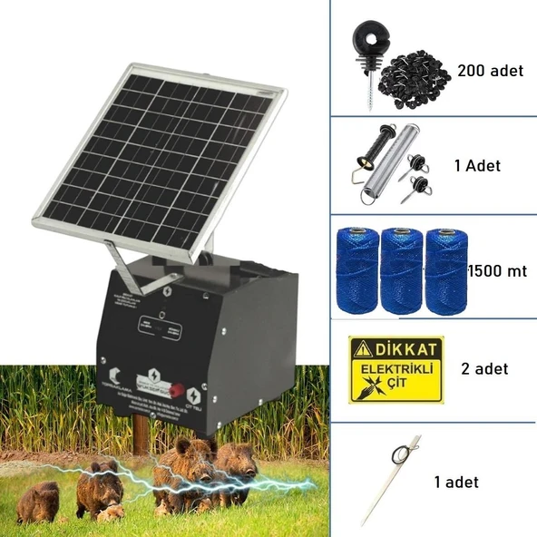 Pars P2518/1500A Güneş Enerjili Ve Akülü Elektrikli Hazır Çit Sistemi Ahşap İzolatörlü ürün görseli 1