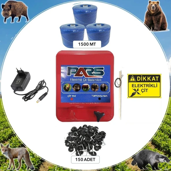 Pars Elektrikli Çit Yabani Hayvan Koruma Seti 1500 mt ürün görseli 1