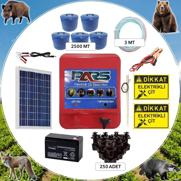 Pars Elektrikli Çit Ayı-Domuz Kovucu Eco Set 2500 (Demir Direk İzolatörlü) - 1
