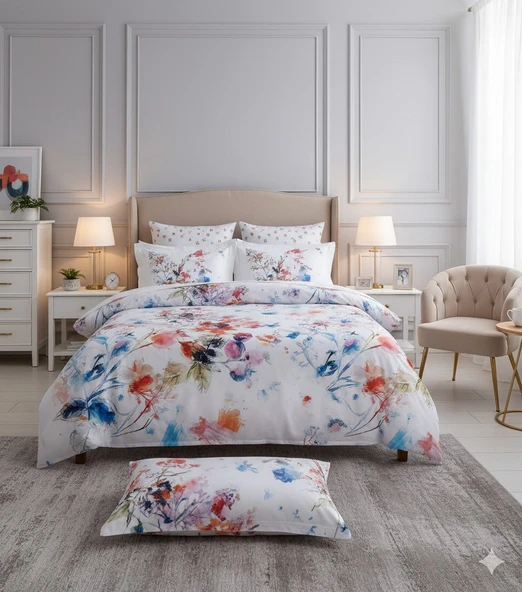 ÇİFT KİŞİLİK NEVRESİM TAKIMI PAMUK SATEN GRANEDE - Resim 2