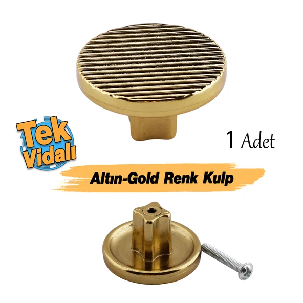 Tek Vidalı Çizgili Lüks Mat Altın Düğme Metal Kulp Çekmece Mobilya Mutfak Dolabı Dolap Kulbu Kulplar - Resim 3