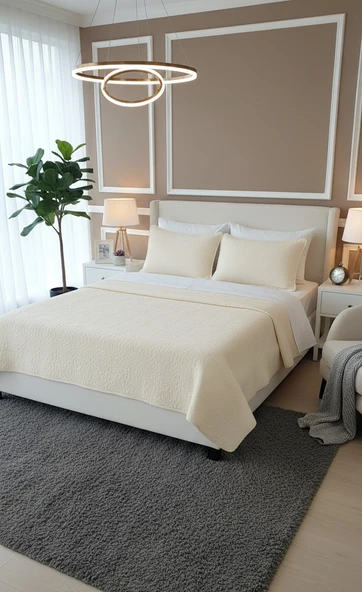 BELLİSİMA ÇİFT KİŞİLİK YATAK ÖRTÜSÜ SNOW WHİTE KREM ürün görseli