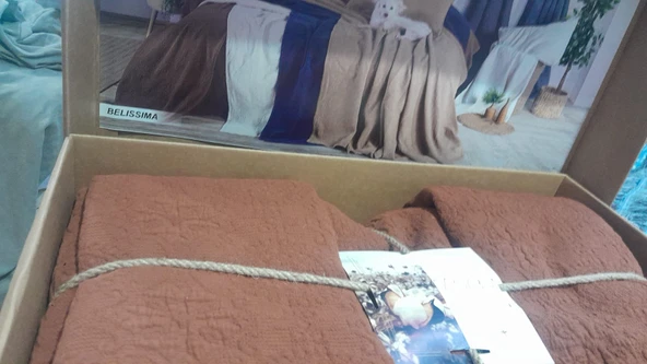 BELLİSİMA ÇİFT KİŞİLİK YATAK ÖRTÜSÜ AOTUMN KİREMİT - Resim 2